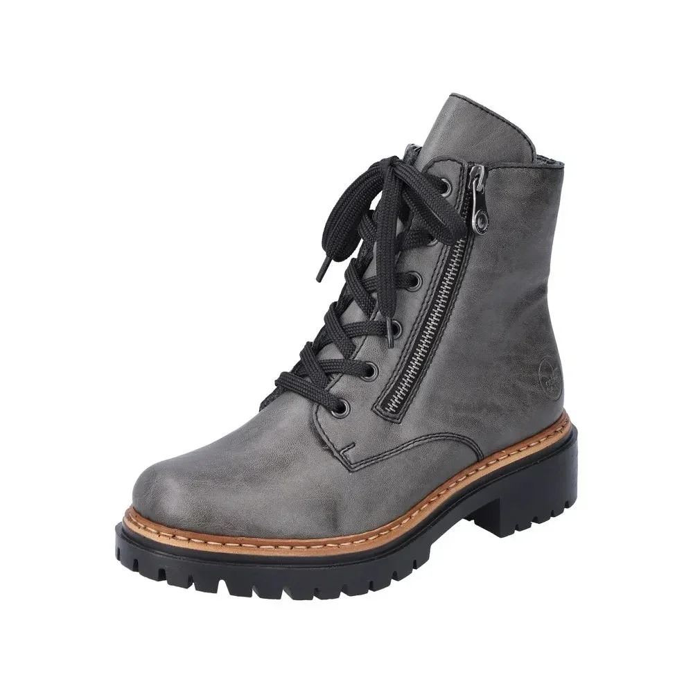 Rieker® Women's 8.5 M (EU 40) 72611 Lined,‎ Lace-Up Ankle Boot in Smoke - $140
